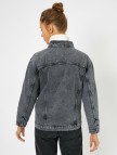 Fermuar Detaylı Jean Ceket